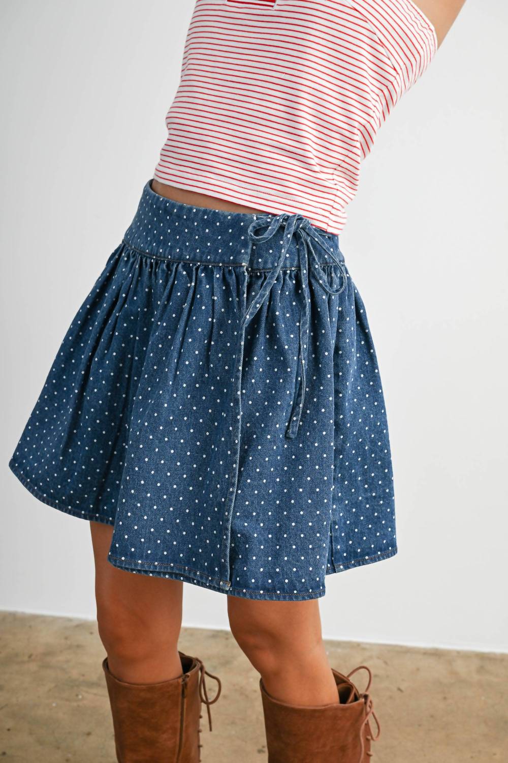 Buttermelon - Dotted Swiss Gathered Mini Skirt