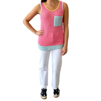 Full Time Purchase - Color Block Patched Pocket Knit Tank Top