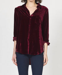 DEAR JOHN DENIM Galina Velvet Shirt in beaujolais - women's shirt