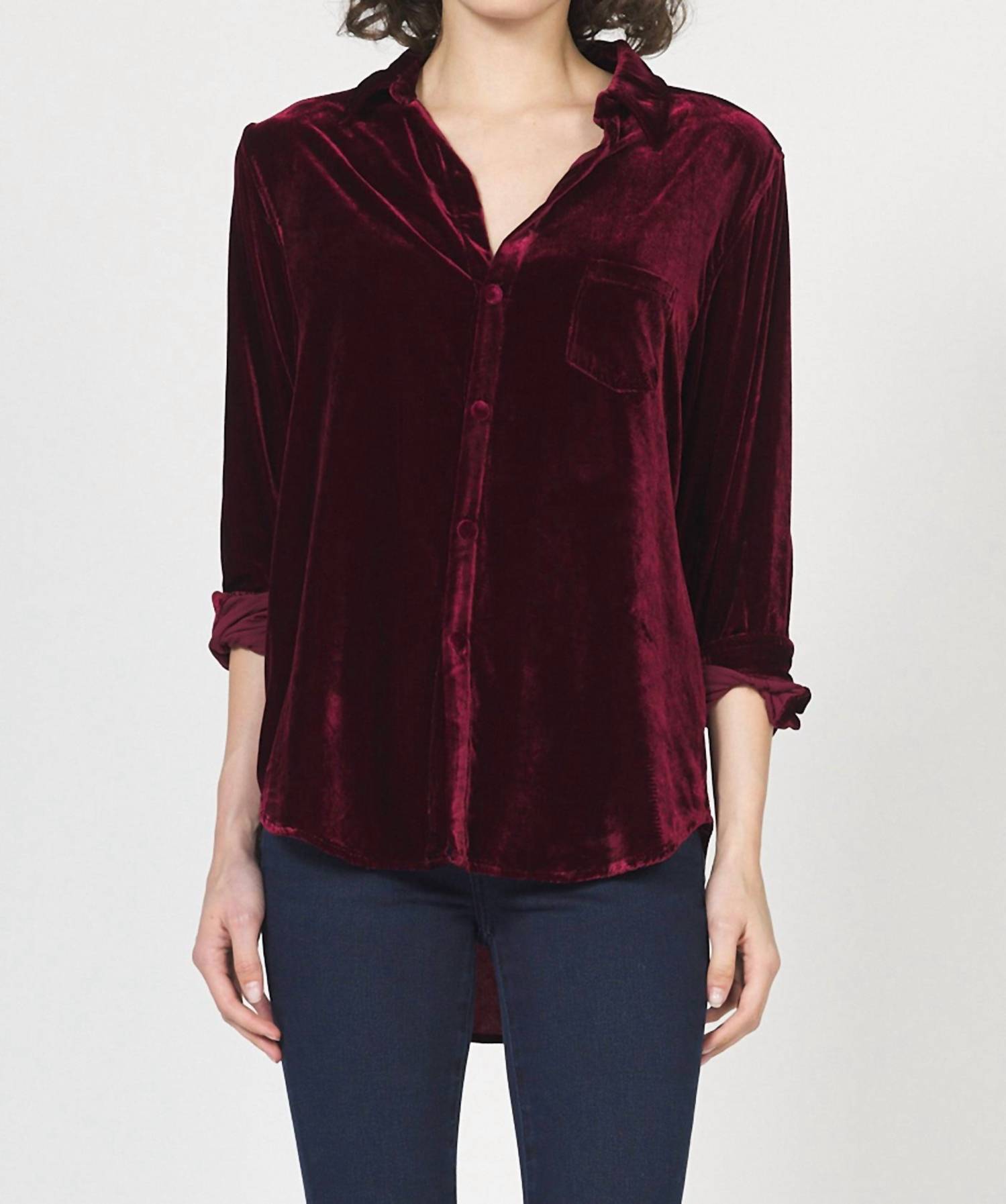 DEAR JOHN DENIM Galina Velvet Shirt in beaujolais - women's shirt