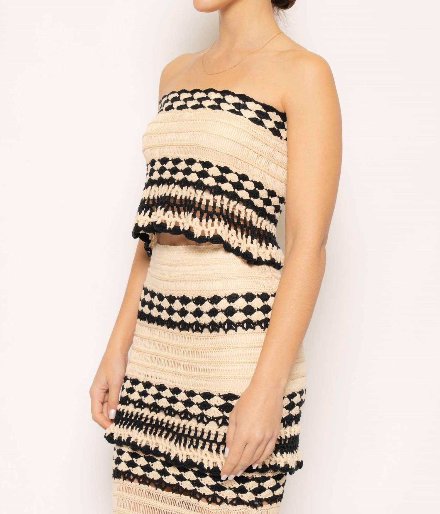 Fore Collection - Strapless Crochet Crop Top
