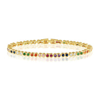 Sahira Jewelry Design - Women's Rainbow Bezel Tennis Bracelet