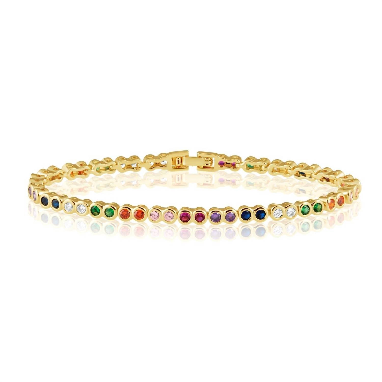 Sahira Jewelry Design - Women's Rainbow Bezel Tennis Bracelet