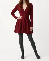 Micas - Button-Front Ribbed Knit Sweater Dress