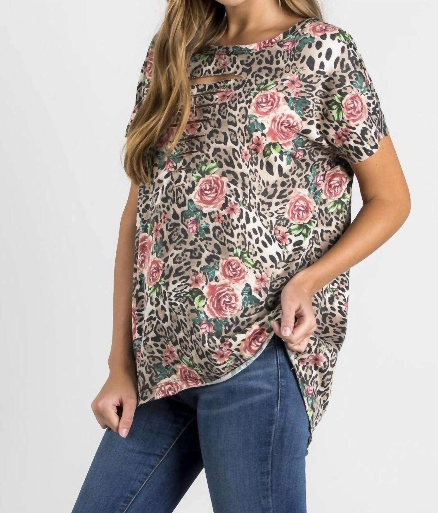 Nu Label - Cut-out Neck Open Back Short Sleeve Top