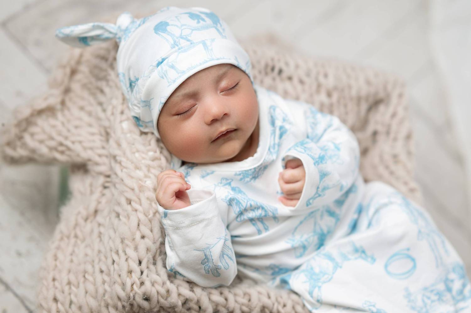 Adorable Sweetness - Infant's Cowboy Baby Gown And Hat Set