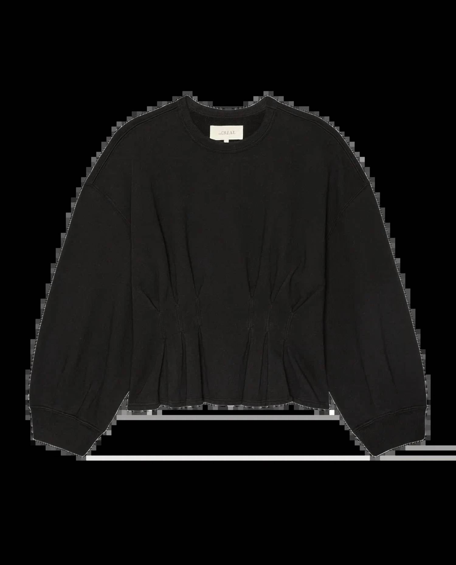 THE GREAT. The Slouchy Corset Sweatshirt in true black - women's top - view 5