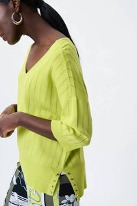 Joseph Ribkoff Lydia Three Quarter Sleeve Top in lime - women's t-shirt - alternate view