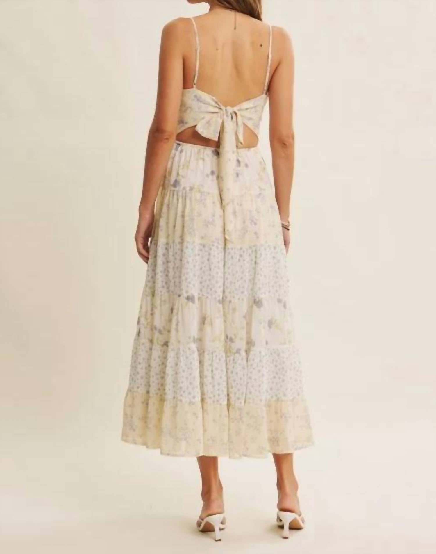 In February - Meadow-inspired Mixed Floral Bow-back Midi Dress