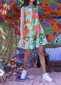 Maude Vivante - Kyra Sleeveless Split V Neck Mini Dress