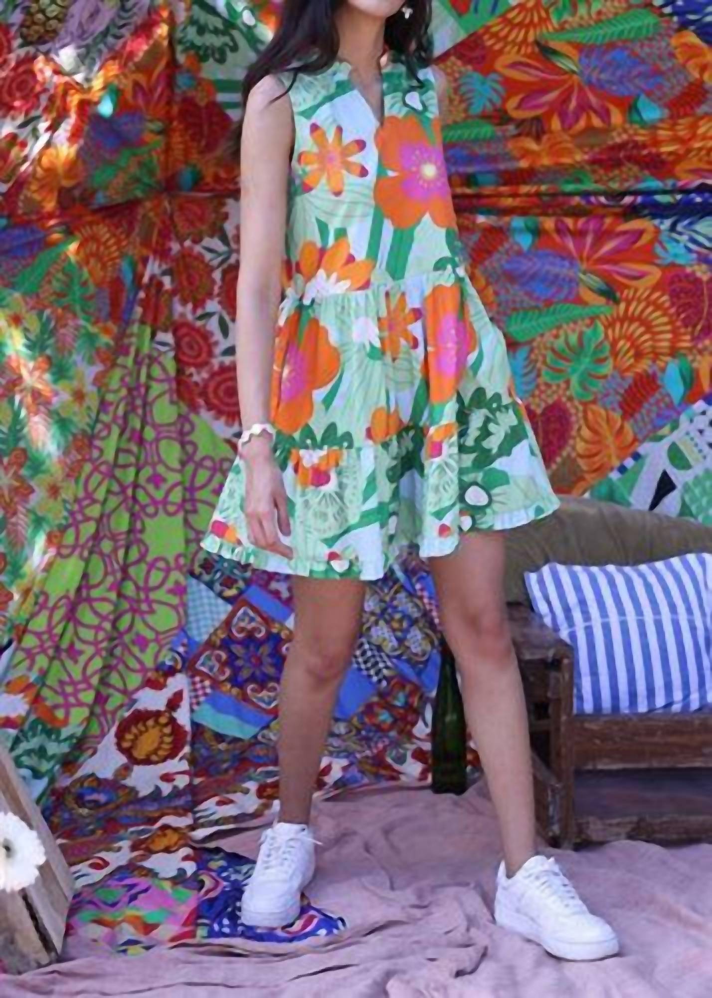 Maude Vivante - Kyra Sleeveless Split V Neck Mini Dress
