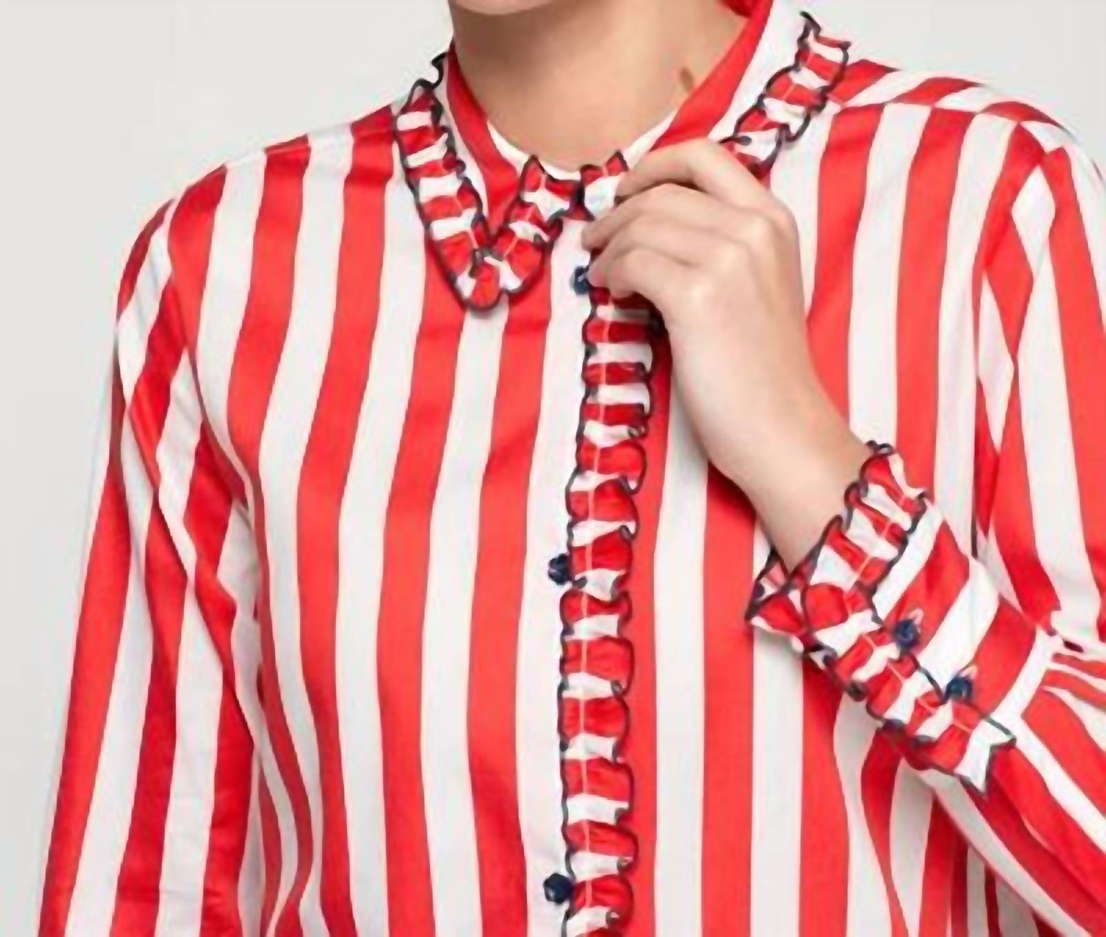 Vilagallo - Ruffles Striped Shirt