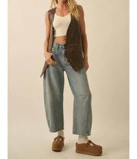 Promesa - Faux Leather Snap-Front Vest