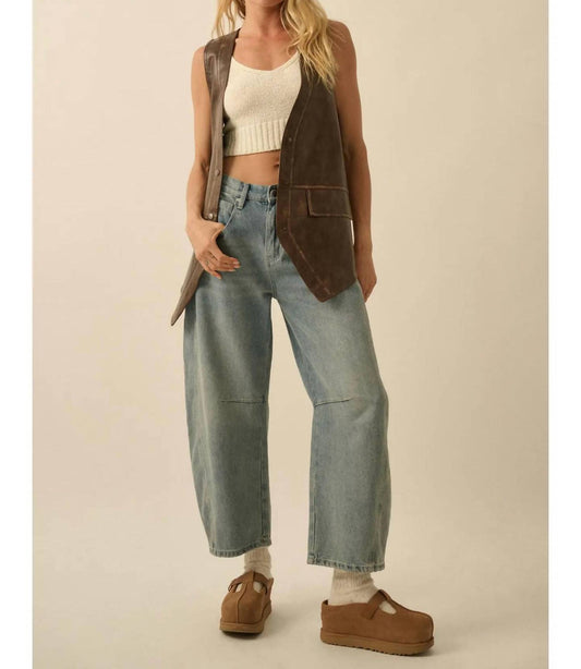 Promesa - Faux Leather Snap-Front Vest