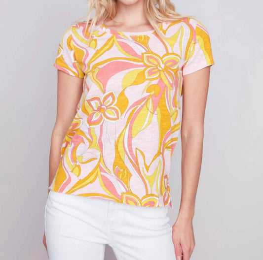 Charlie B - Printed Cotton Slub Tee Top