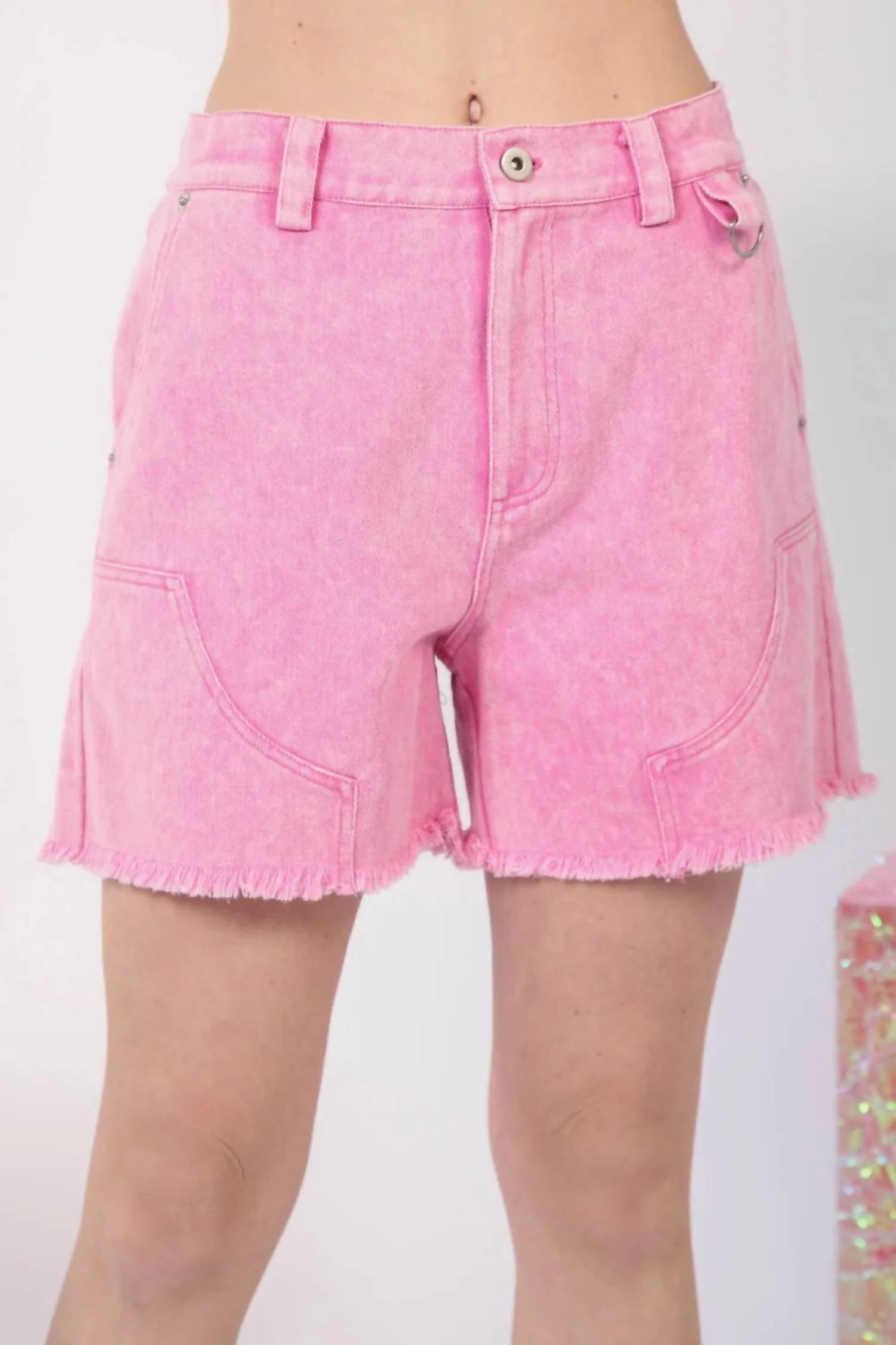 Very J - Women's Washed Raw Hem Denim Shorts