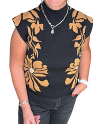 Entro - Floral Knit Pullover Sweater Top
