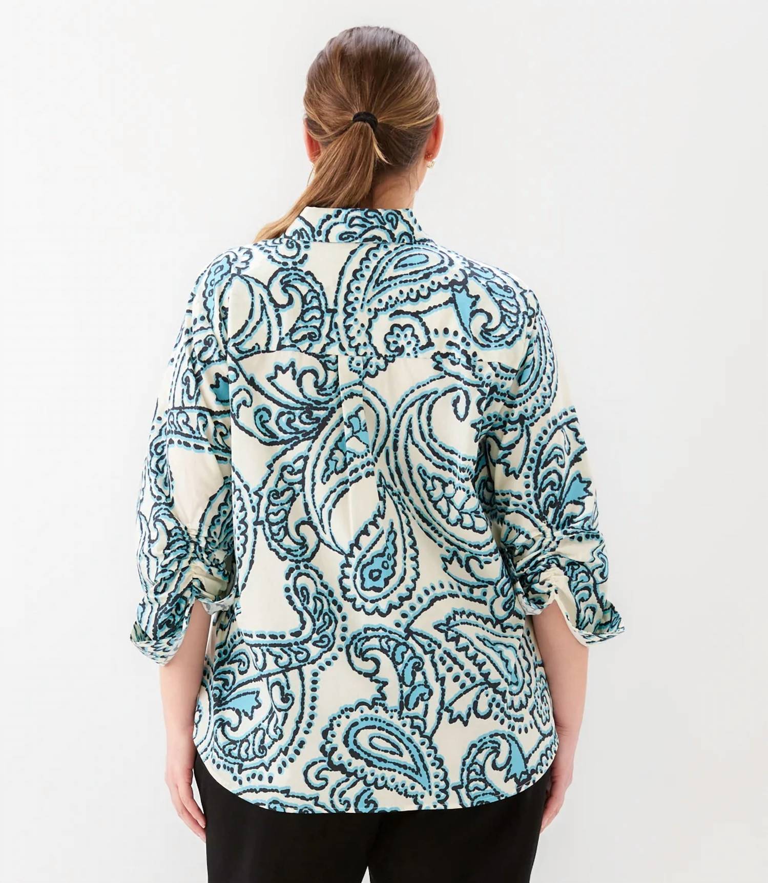 Karen Kane - Ruched Sleeve Button- Up Shirt - Plus