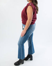 THML Studded Sleeveless Top in burgundy - women's blouse - alternate view