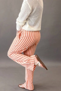 Cozy Co. - Striped Wide Leg Elastic Waistband Pants