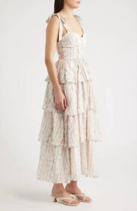 Zoe And Claire - Floral Printed Tiered Dress