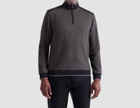 Bugatchi Uomo Diagonal Stripe Melange Quarter Zip Sweater in taupe - men's sweater