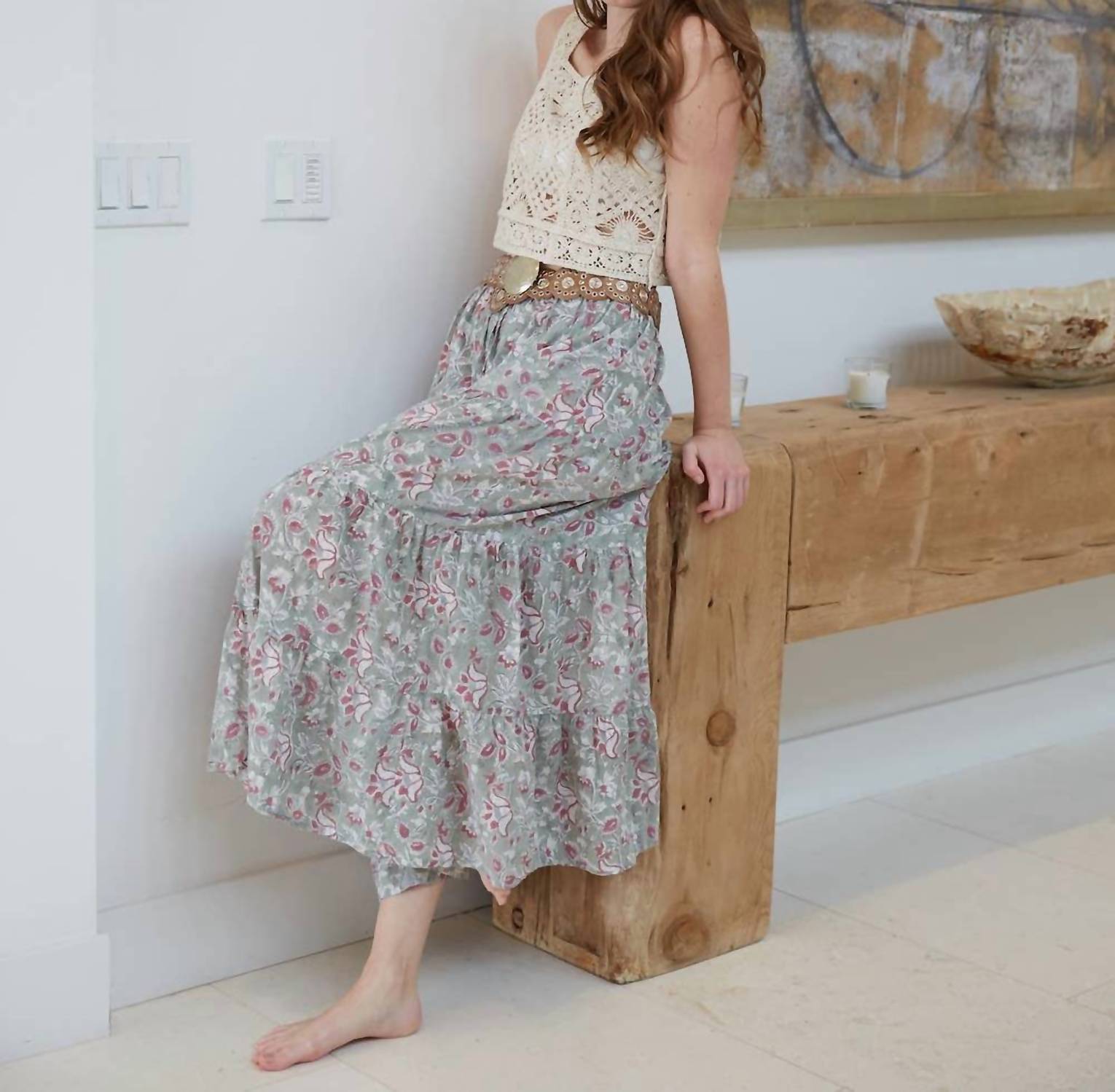 The Fox And The Mermaid - Radha Block Printed Cotton Maxi Skirt