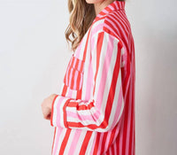 Printfresh Long Sleeve Top & Shorts Set in red - women's sleepwear - detail view