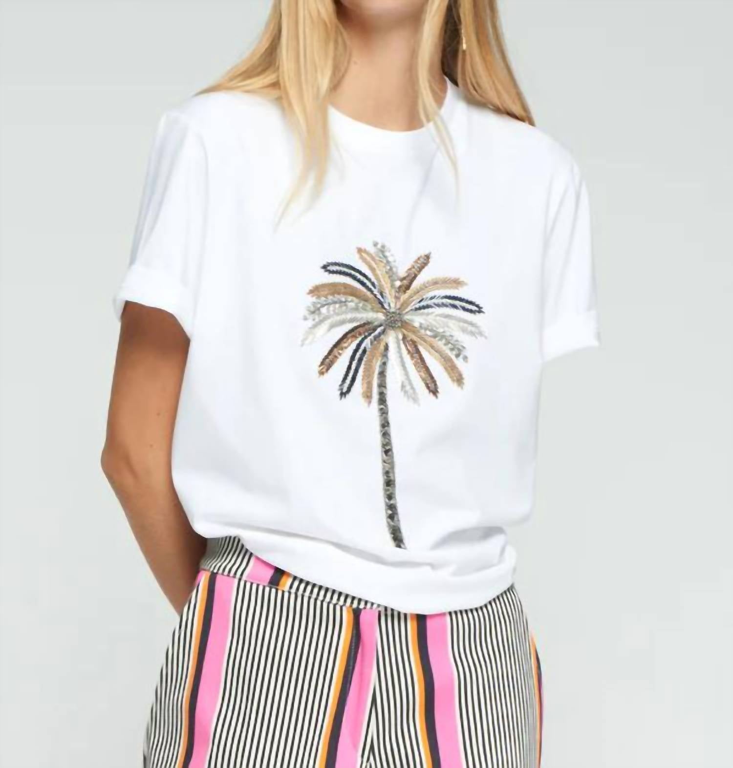 Vilagallo - Embroidered Palm Tree T-shirt