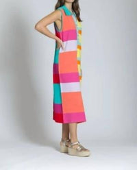 Apny - Women's Stripe Polo Knit Dress