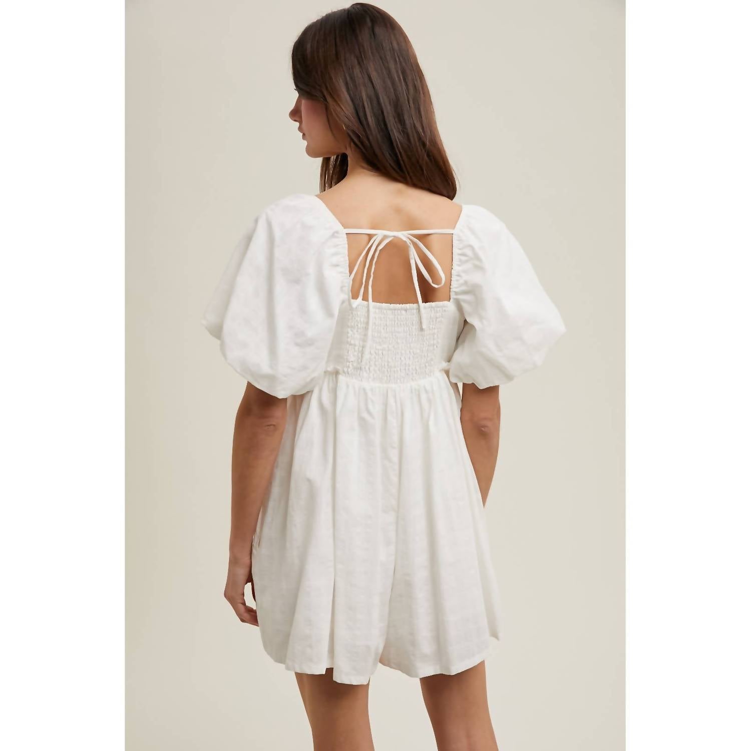 Wishlist - Gracie Gingham Puff Sleeve Romper