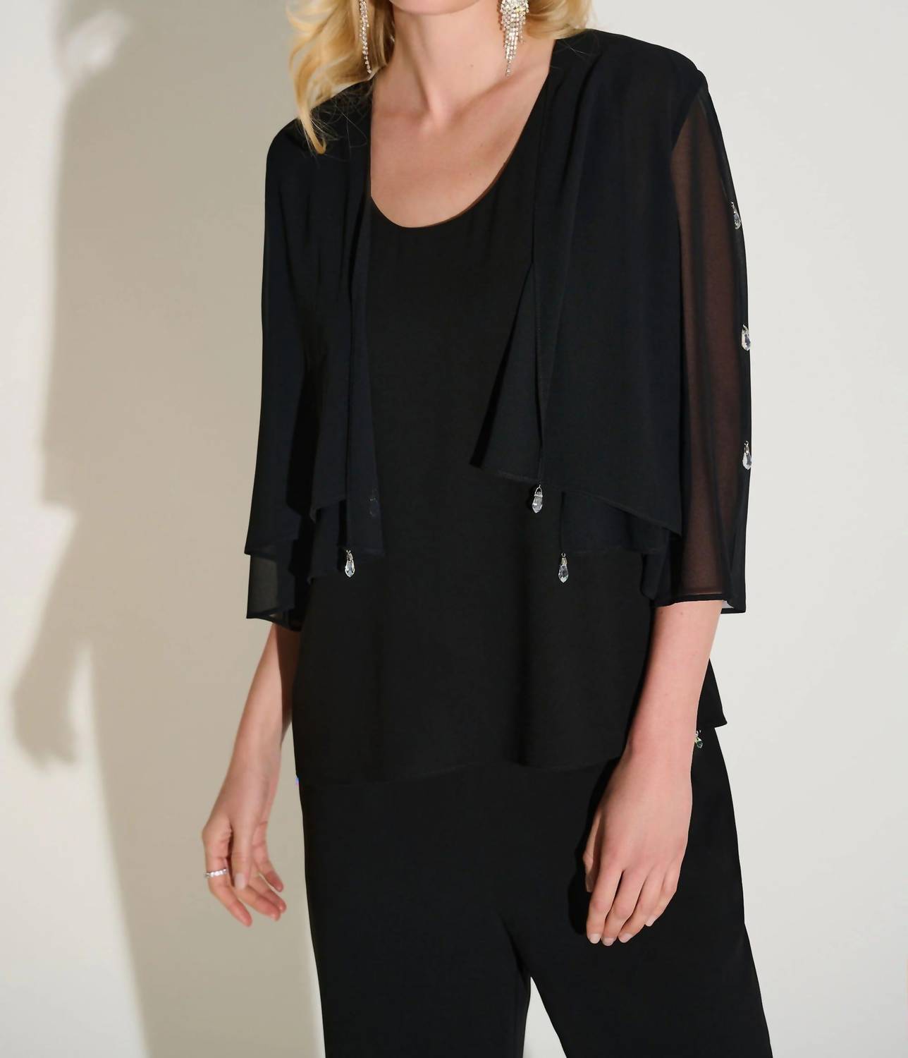 Joseph Ribkoff - Chiffon Rhinestone Detail Twin Set Top