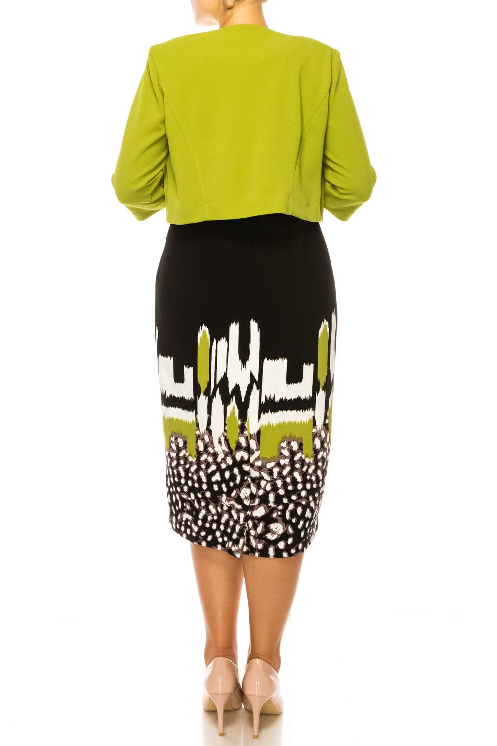 Maya Brooke - Abstract Print Cropped Jacket Dress
