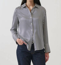 Patrick Assaraf - Long Sleeve Silk Satin Relaxed Shirt