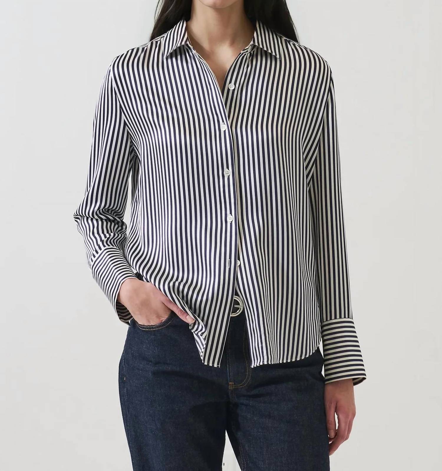 Patrick Assaraf - Long Sleeve Silk Satin Relaxed Shirt