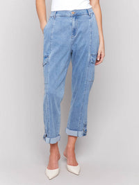 CHARLIE B Safari Cargo Pant in chambray - women's pants