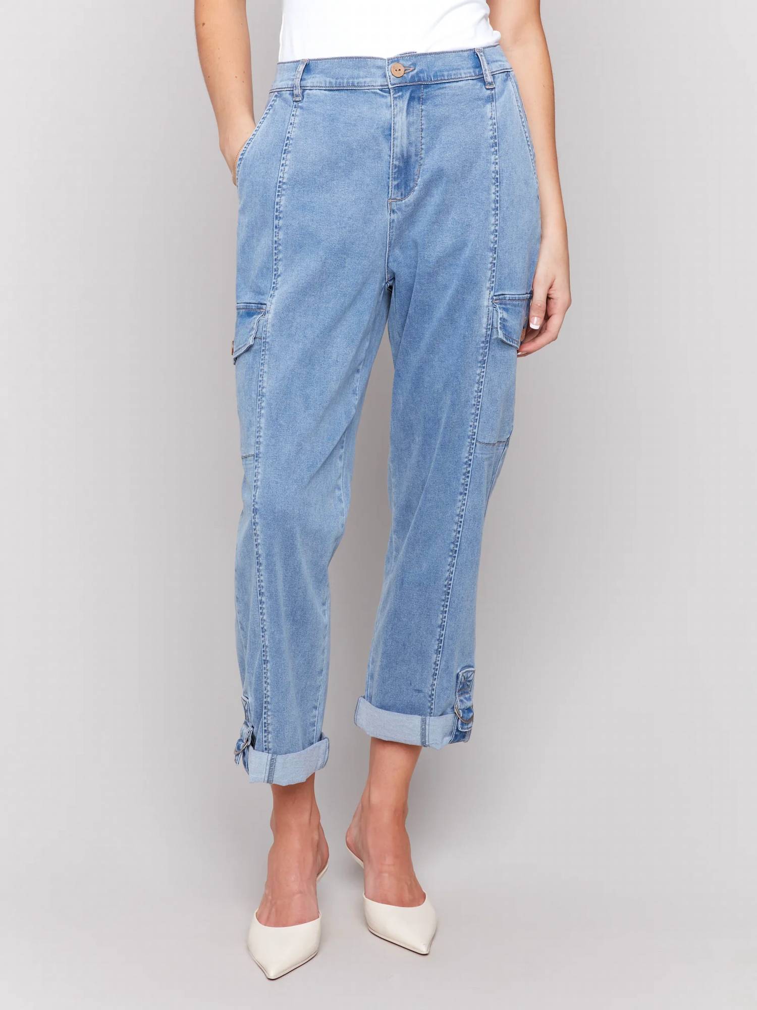 CHARLIE B Safari Cargo Pant in chambray - women's pants