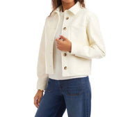 Karen Kane Faux Leather Cropped Jacket in off white - women's jacket - alternate view
