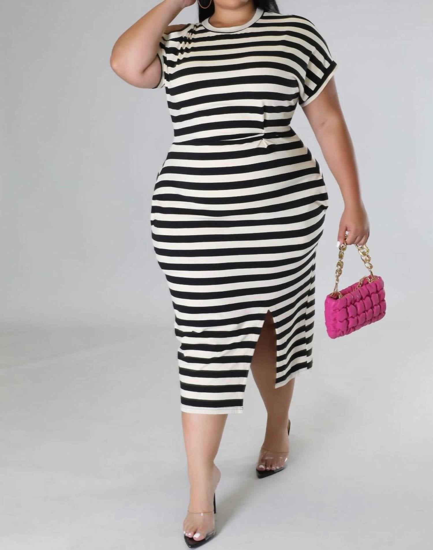 5Besties - Stripe Dress - Plus