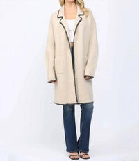 Fate - Contrast Whipstitch Notched Collar Open Cardigan
