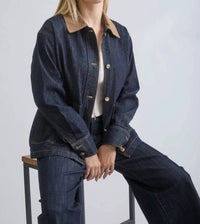 Blu Pepper - Oversize Corduroy Collar Shirt Jacket