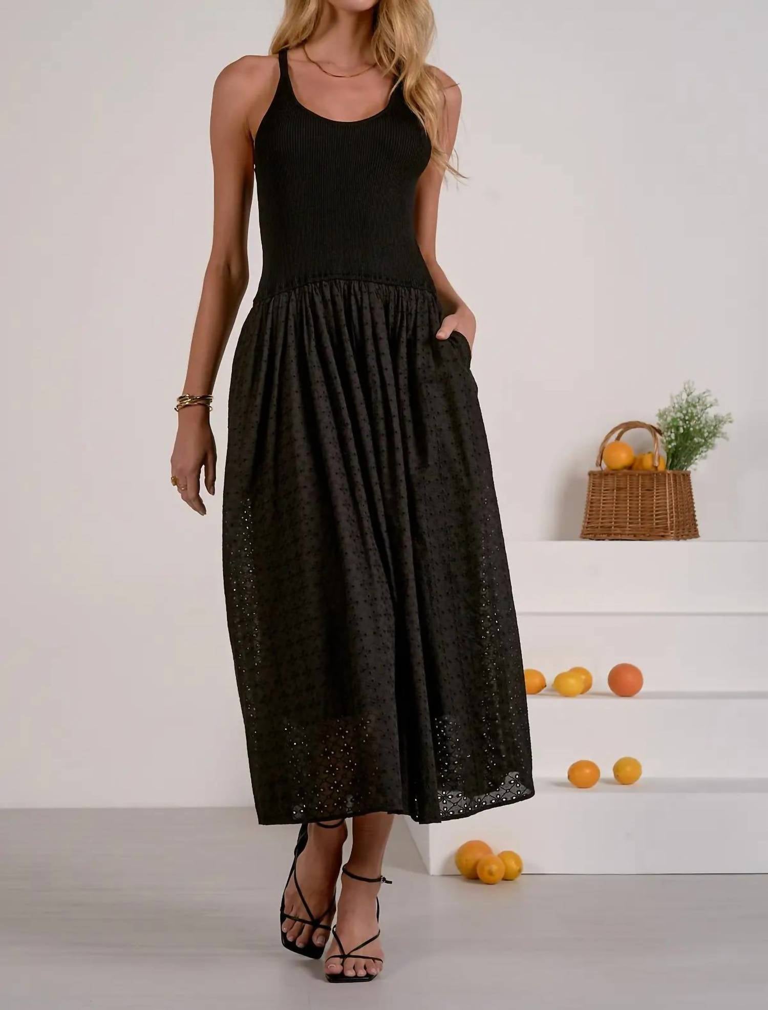 Elan - MIXED MEDIA MAXI DRESS