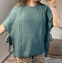 Easel - Cecilia Side Tie Sweater Poncho