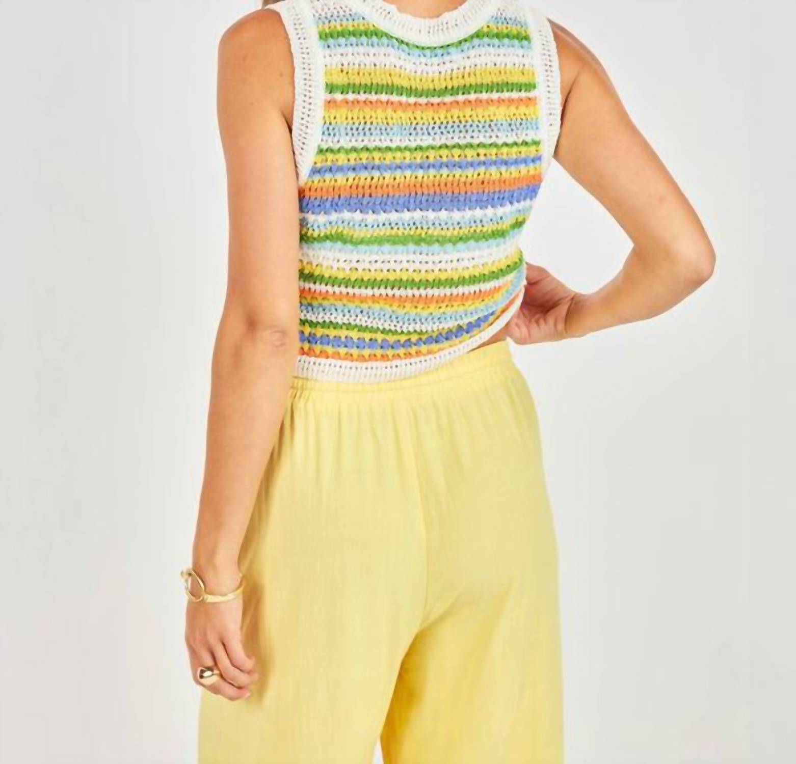 Sadie & Sage Syvia Striped Sleeveless Sweater in multi - women's tank top - alternate view