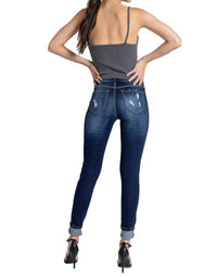 Kancan - High Rise Button Fly Distressed Super Skinny Jeans