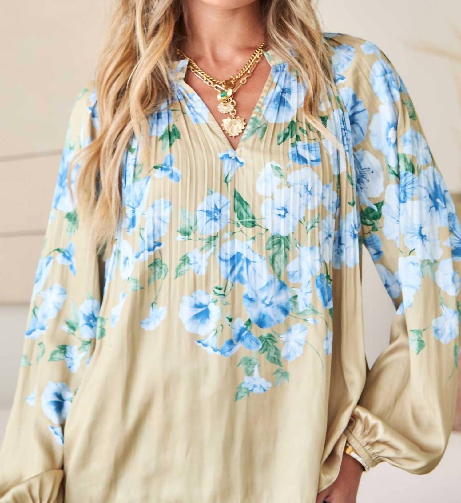 current air Floral Pleated Blouse in multi - women's blouse