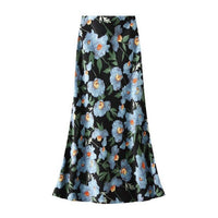 Miss Sparkling - Women's Satin Floral Print Skirt