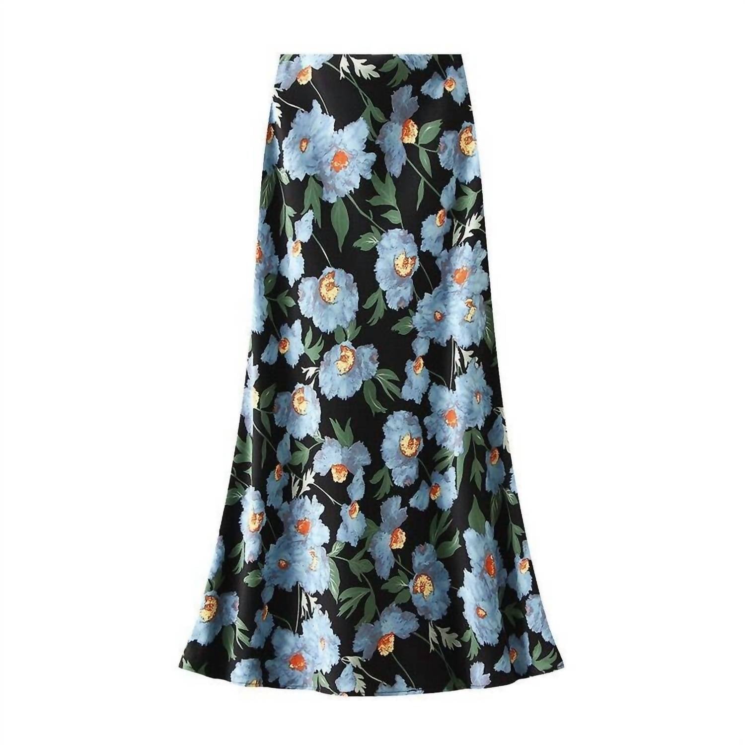 Miss Sparkling - Women's Satin Floral Print Skirt