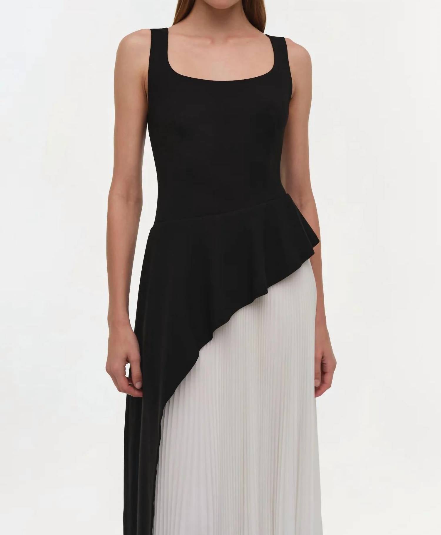SIMKHAI Zayla Pleated Midi Dress in black multi - women's dress - view 5