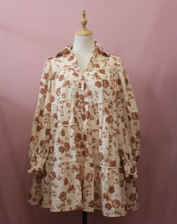 Aureum Embroidered Tiered Mini Dress in camel - women's dress